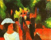 August Macke Promenade with Half Length of Girl in White oil painting picture wholesale
